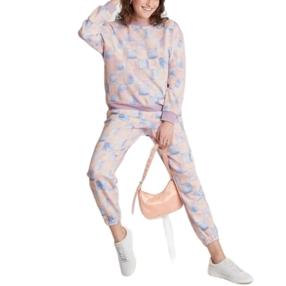 Blue checkered print fleece oversized sweatshirt & sweatpants | Wild Fab… - Picture 16 of 16